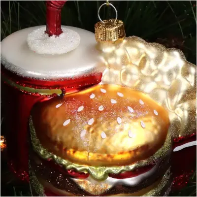 HD Collection glazen kerst ornament fast food menu 10.5cm multi - afbeelding 4
