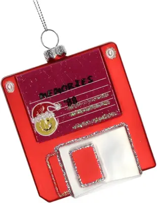HD Collection glazen kerst ornament floppy disk 9cm rood