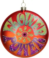 HD Collection glazen kerst ornament flower power 11cm oranje kopen?