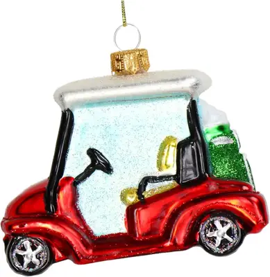 HD Collection glazen kerst ornament golfcar 8cm rood