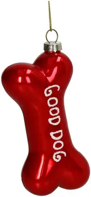 HD Collection glazen kerst ornament good dog 11.5cm rood