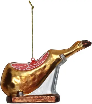 HD Collection glazen kerst ornament ham 7.5cm goud - afbeelding 1