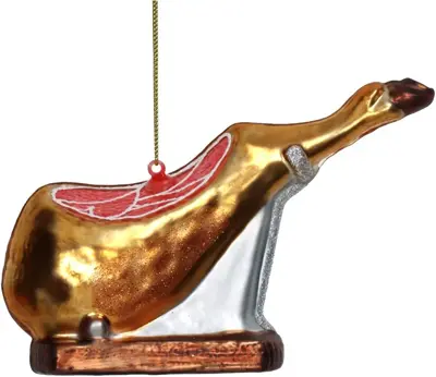 HD Collection glazen kerst ornament ham 7.5cm goud - afbeelding 4