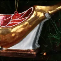 HD Collection glazen kerst ornament ham 7.5cm goud - afbeelding 3