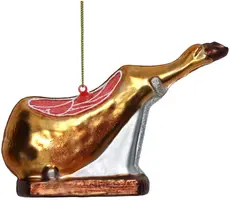 HD Collection glazen kerst ornament ham 7.5cm goud - afbeelding 5