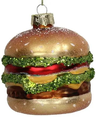 HD Collection glazen kerst ornament hamburger 9.5cm multi - afbeelding 1