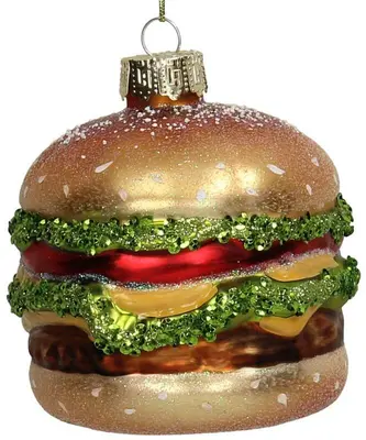 HD Collection glazen kerst ornament hamburger 9.5cm multi - afbeelding 2