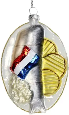 HD Collection glazen kerst ornament haring met zuur en uitjes 11cm multi