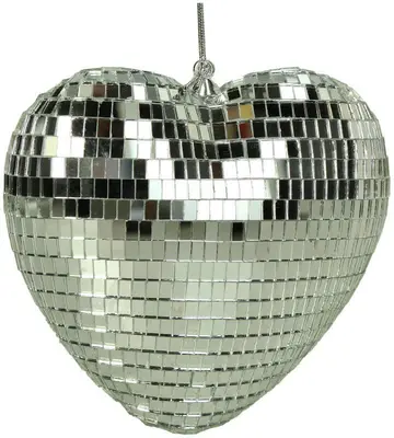 HD Collection glazen kerst ornament hart disco 3.5cm zilver