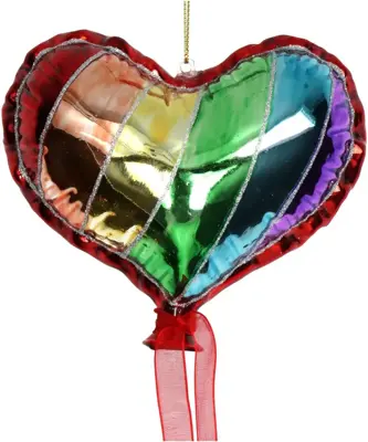 HD Collection glazen kerst ornament hart regenboog 11cm multi 