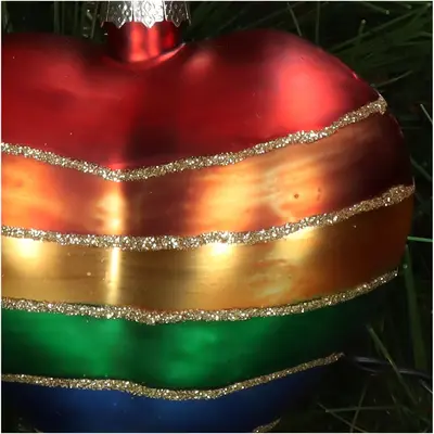 HD Collection glazen kerst ornament hart regenboog 9cm multi  - afbeelding 3