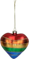HD Collection glazen kerst ornament hart regenboog 9cm multi  - afbeelding 1