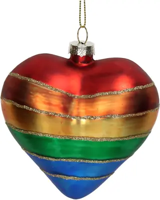 HD Collection glazen kerst ornament hart regenboog 9cm multi  - afbeelding 4