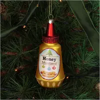 HD Collection glazen kerst ornament honingmosterd saus 13.5cm geel  - afbeelding 3