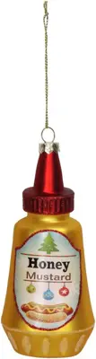 HD Collection glazen kerst ornament honingmosterd saus 13.5cm geel - afbeelding 1
