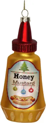 HD Collection glazen kerst ornament honingmosterd saus 13.5cm geel - afbeelding 5