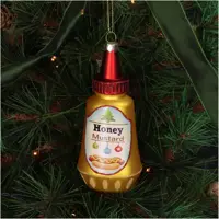 HD Collection glazen kerst ornament honingmosterd saus 13.5cm geel - afbeelding 3