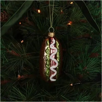HD Collection glazen kerst ornament hotdog 10cm multi - afbeelding 4