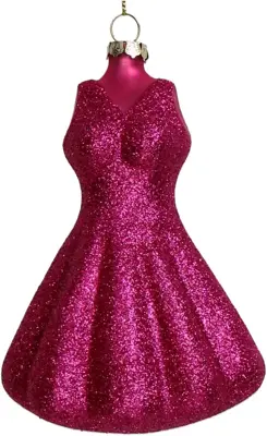 HD Collection glazen kerst ornament jurk 12cm roze