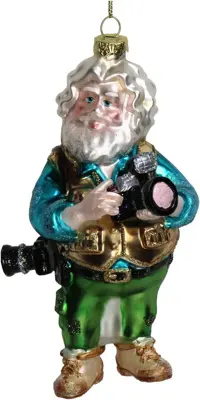 HD Collection glazen kerst ornament kerstman fotograaf 13.5cm multi