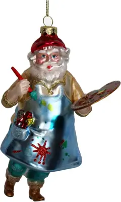 HD Collection glazen kerst ornament kerstman schilder 13.5cm multi