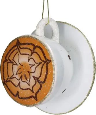 HD Collection glazen kerst ornament koffiekop 6cm bruin