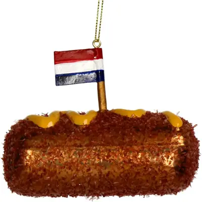 HD Collection glazen kerst ornament kroket 8cm bruin