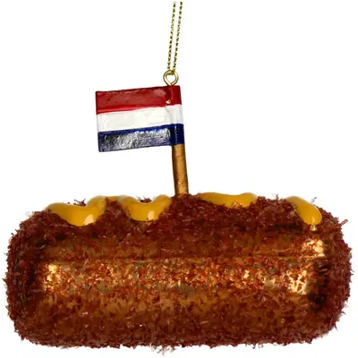 HD Collection glazen kerst ornament kroket 8cm bruin - afbeelding 2