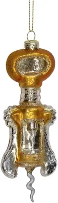 HD Collection glazen kerst ornament kurkentrekker 14cm goud