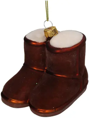 HD Collection glazen kerst ornament laarzen 8cm bruin