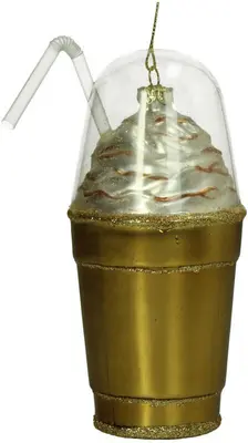 HD Collection glazen kerst ornament milkshake 13.5cm bruin