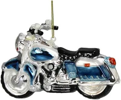 HD Collection glazen kerst ornament motor 8.5cm multi