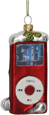 HD Collection glazen kerst ornament mp3 speler 12.5cm rood