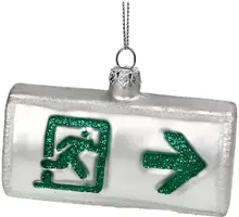 HD Collection glazen kerst ornament nooduitgang 6cm groen, wit kopen?