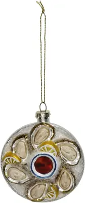 HD Collection glazen kerst ornament oesterschaal 10cm ivoor - afbeelding 1