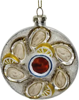 HD Collection glazen kerst ornament oesterschaal 10cm ivoor - afbeelding 4