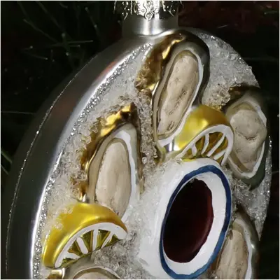HD Collection glazen kerst ornament oesterschaal 10cm ivoor - afbeelding 3