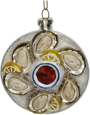 HD Collection glazen kerst ornament oesterschaal 10cm ivoor - afbeelding 5