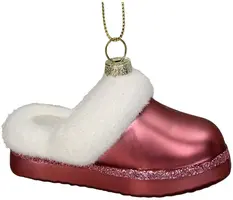 HD Collection glazen kerst ornament pantoffel 6.5cm roze, wit kopen?