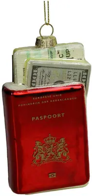 HD Collection glazen kerst ornament paspoort 11.5cm rood