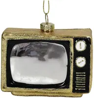 HD Collection glazen kerst ornament retro tv 8.5cm goud, zwart kopen?