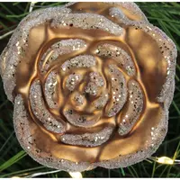 HD Collection glazen kerst ornament roos op clip 7cm oker  - afbeelding 4
