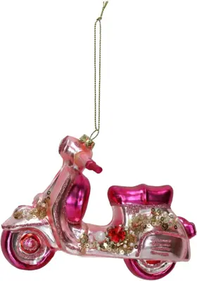 HD Collection glazen kerst ornament scooter 11cm roze - afbeelding 2