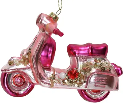 HD Collection glazen kerst ornament scooter 11cm roze - afbeelding 1