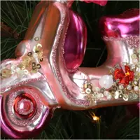 HD Collection glazen kerst ornament scooter 11cm roze - afbeelding 4