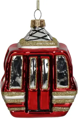 HD Collection glazen kerst ornament skiflift 10.5cm rood - afbeelding 1