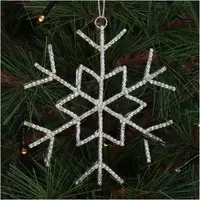 HD Collection glazen kerst ornament sneeuwvlok 11cm zilver  - afbeelding 2