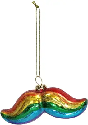 HD Collection glazen kerst ornament snor regenboog 5cm multi - afbeelding 2