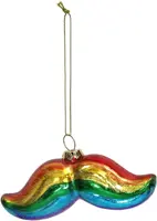 HD Collection glazen kerst ornament snor regenboog 5cm multi - afbeelding 2