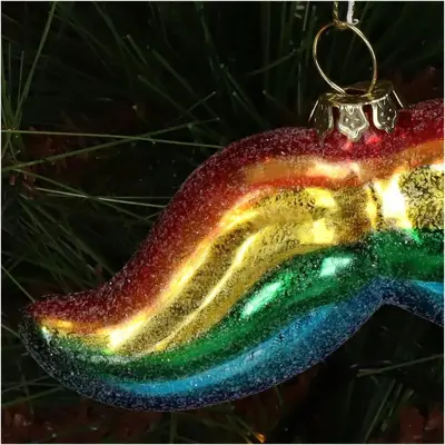 HD Collection glazen kerst ornament snor regenboog 5cm multi - afbeelding 4